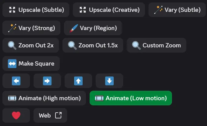Upscaling options given under generated images in Midjourney discord