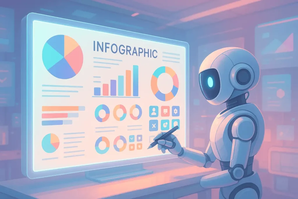 AI generating modern infographic visuals – Can Midjourney create infographics concept illustration.