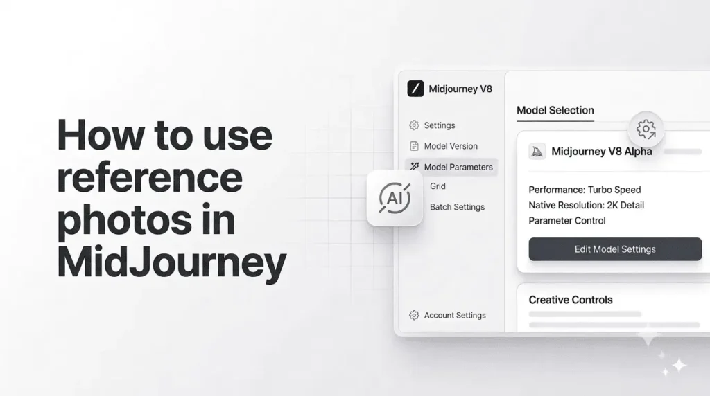 Current image: How to use reference photos in MidJourney with image, style, and Omni references.