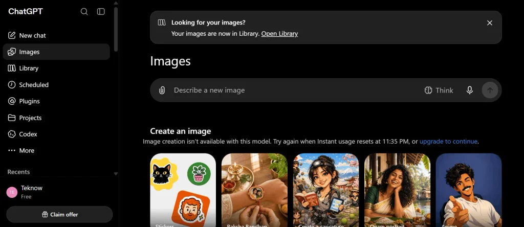 Chat GPT Images UI