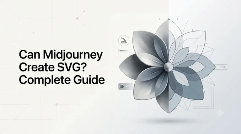 Midjourney SVG concept showing an AI-generated graphic transitioning from raster image to vector artwork.